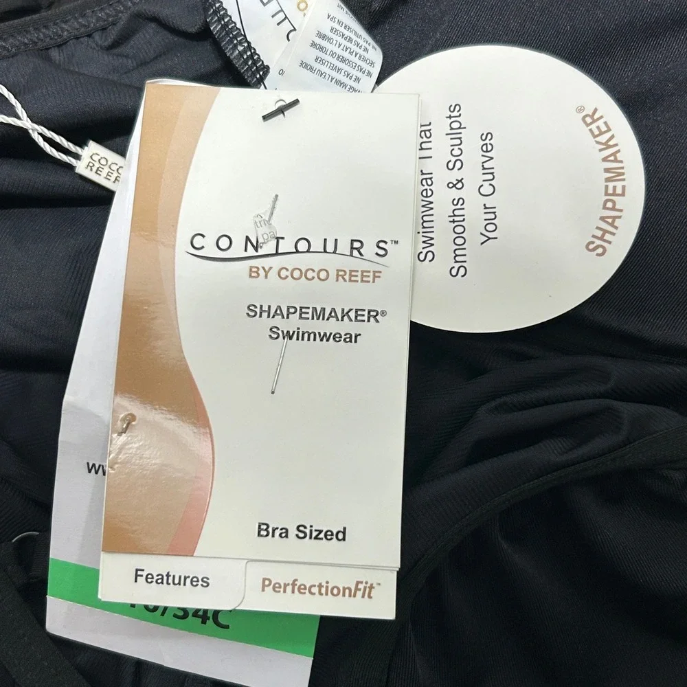 Coco Reef Womens Black Chroma Wrap-Tie OnePiece ShapeMaker Swimsuit NWT - 10/34C - Picture 6 of 6